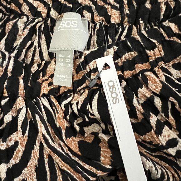 ASOS DESIGN beach two-piece maxi skirt in chocolate zebra animal print - Picture 4 of 7